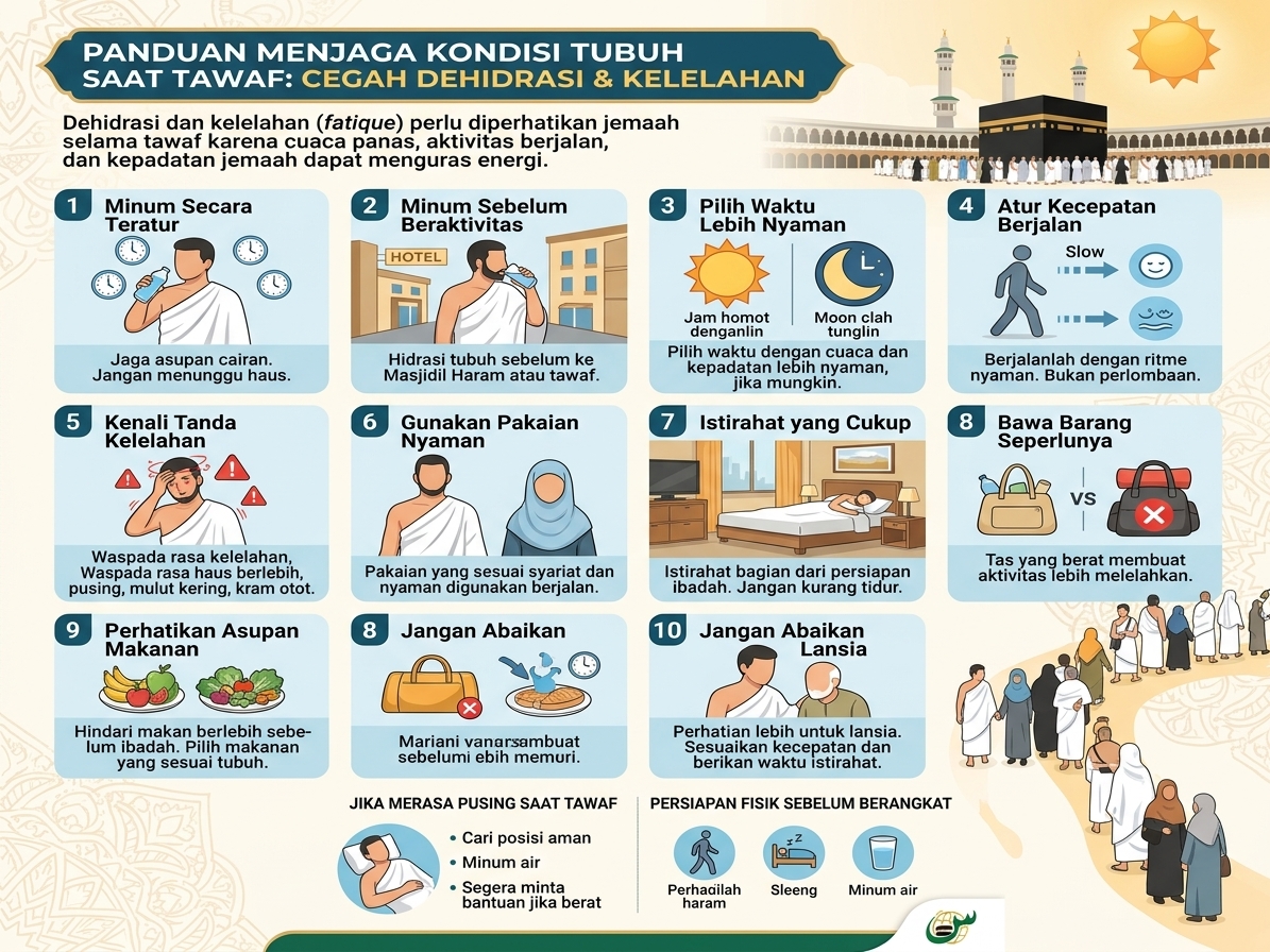 Cara Mencegah Dehidrasi dan Gangguan Fisik Saat Tawaf